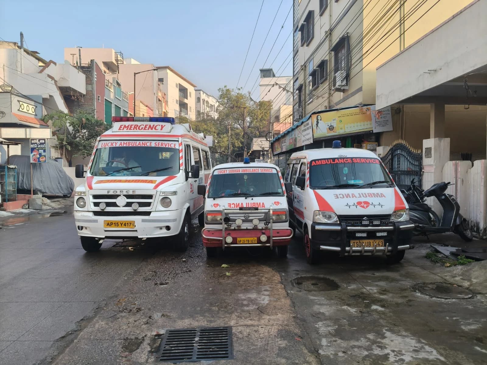 Part of the Best Ambulance Service fleet on call in Hyderabad